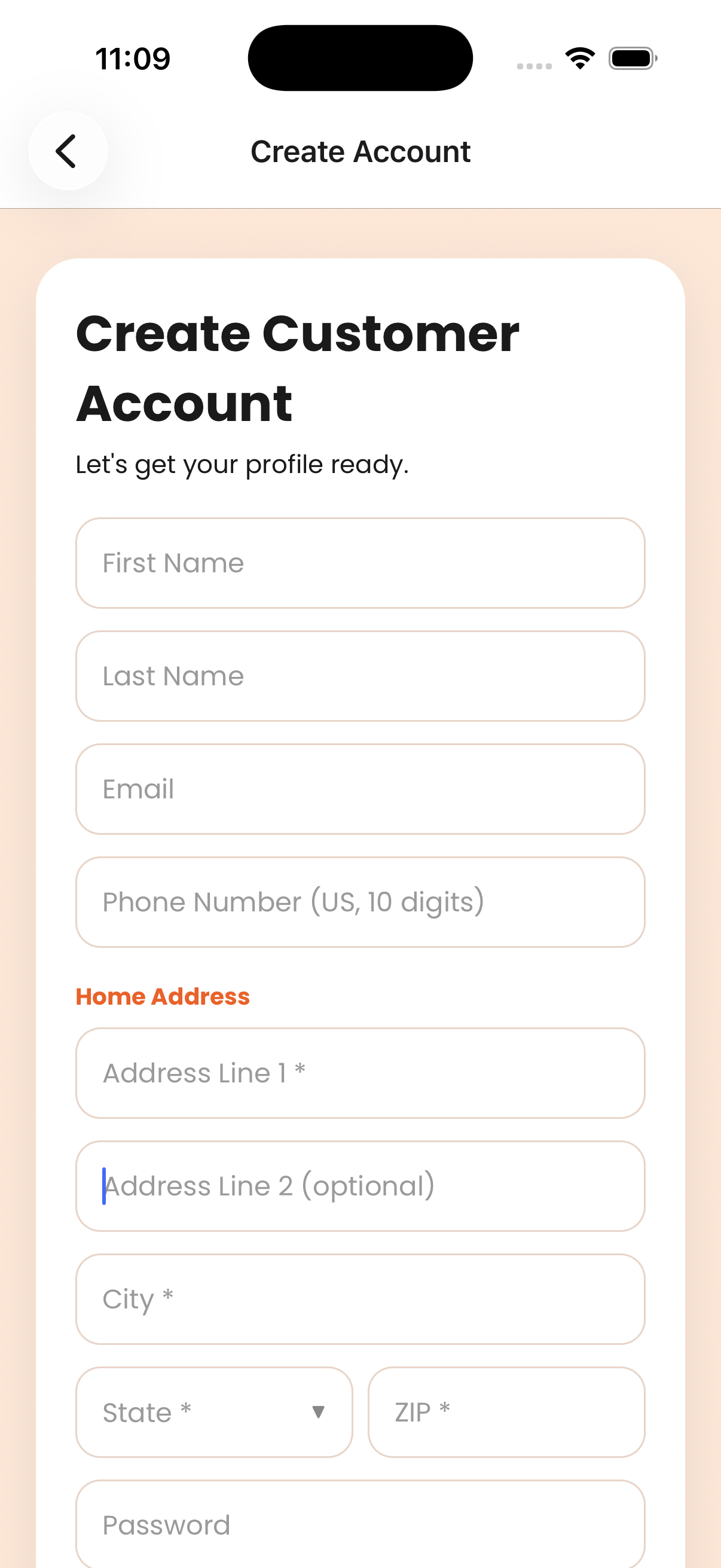 Bidaful Create Customer Account screen showing the First Name, Last Name, Email and Phone Number fields